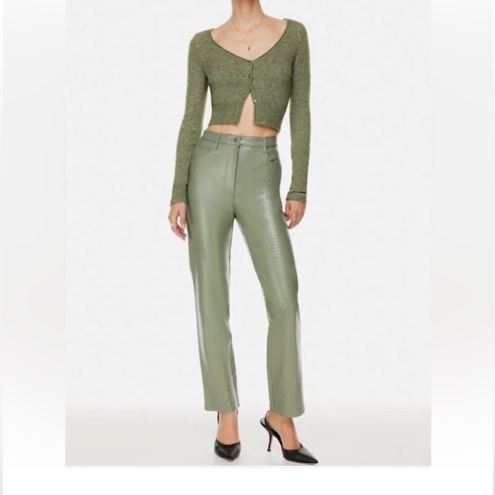 Aritzia Wilfred Melina Vegan Leather Pants Green Women’s Size 0